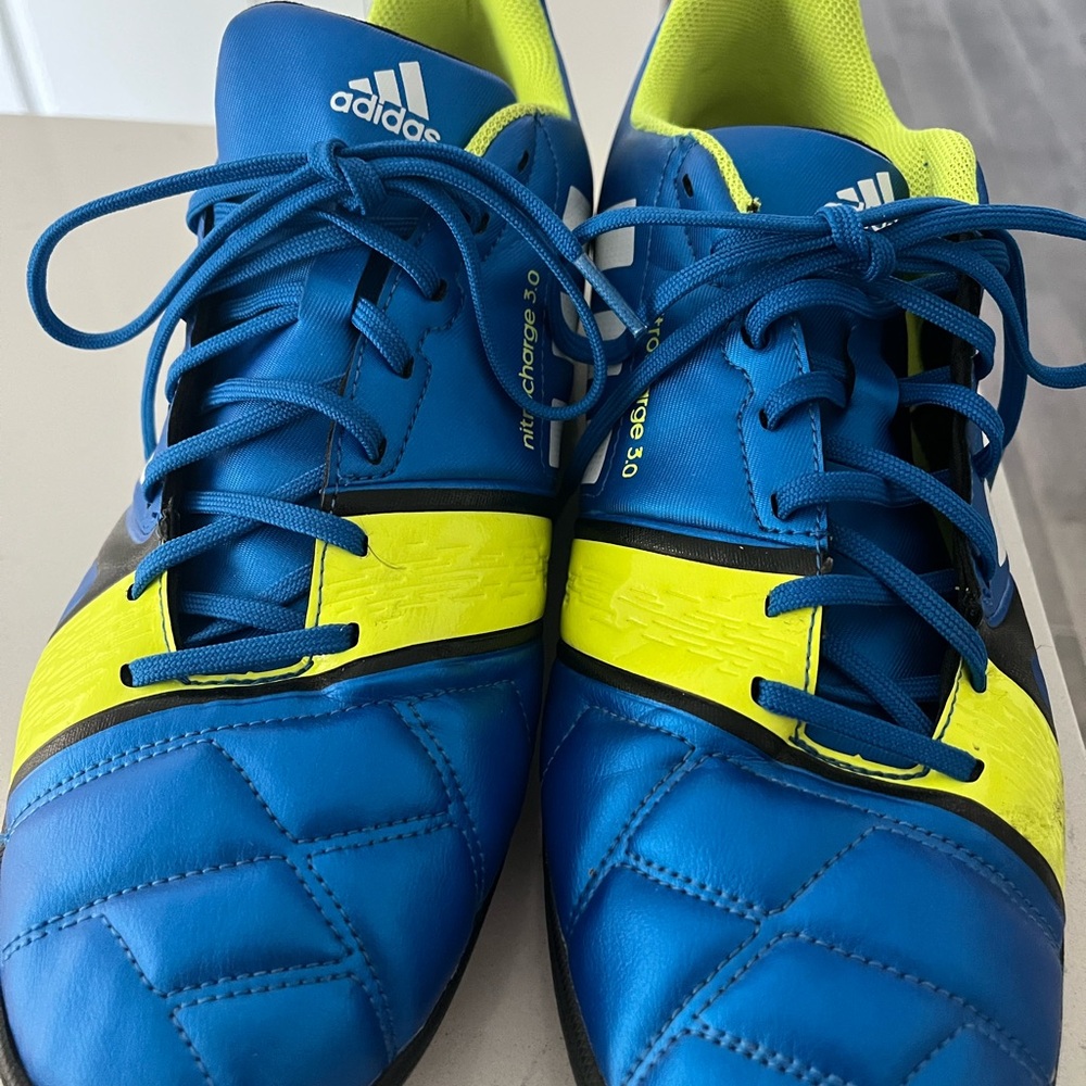 Adidas Blue and Yellow Athletic Soccer Cleats